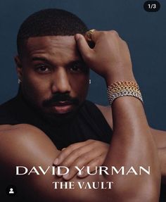 a man with his arm around his head and the words david yurman on it