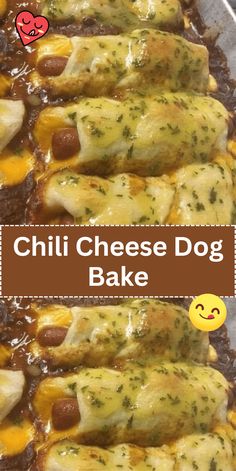 the cheesy dog bake is ready to be eaten