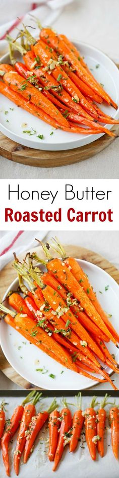 honey butter roasted carrots on a white plate