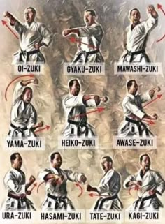 an image of some karate fighters doing different moves