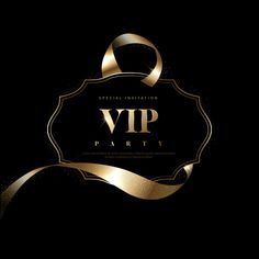 a black and gold party with a golden ribbon around the edges on a black background