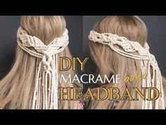 two blonde hair with braids on top and the words diy macrame bond headband