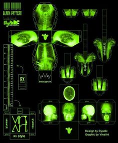 an x - ray image of the human body and its structures in green glow on a black background