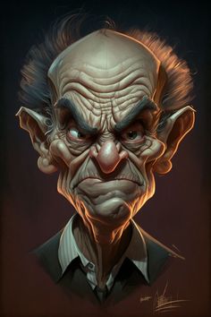 an old man with a creepy look on his face and hair is shown in this digital painting