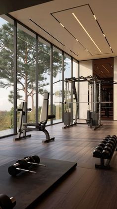 6. Health and Wellness: #health, #wellness, #fitness, #selfcare Gym Room Ideas Interior Design, Luxury Fitness Room, Equinox Gym Aesthetic, Gym Home Design, High End Gym, Indoor Gym Home, Home Gym Luxury, Penthouse Gym