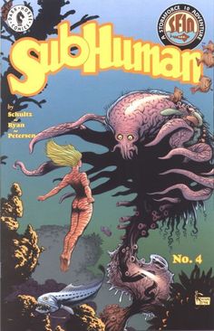 the cover to sub - human magazine, featuring an image of a woman and octopus