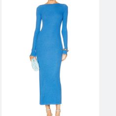 Brand New And Oh La La Kind Of Cute! No Tags Tiny Stitch Fix On Back Length 52” Underarm 14” Take Advantage Of The Bundle Feature And Score Multiple Items For Discounted Shipping! Dm Me For Stellar Deals! Scoop Back Dress, Luxury Essentials, Tranquil Blue, Modern Clothing, Silk Knit, Blue Maxi, Red Midi Dress, Knit Long Sleeve, Maxi Dress Blue