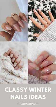 Christmas Nails 2023 Minimalist, Holiday Nail Inspo Winter, Minimalistic Holiday Nails, Christmas Nails 2023 Neutral, Short Acrylic Nails Designs Winter Almond, Christmas Nails 2023 White And Gold, White Christmas New Years Nails, Almond Nails December, Minimalist Christmas Nails Acrylic