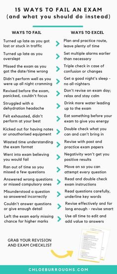 an exam checklist with the words, what you should do instead