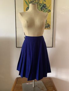 This super cute mini is 100% wool and perfect for fall!! It's this amazing cobalt blue color with buttons on the side to close it up. Its pleated and high waisted. Perfect with tights and flats or a cute boot and cardigan! A statement piece. Size 12. No returns. FOLLOW US + Instagram @thriftgathershop 90s Mini Skirt, Preppy Skirt, Blue Mini Skirt, Cute Boots, Wool Skirts, Blue Wool, Cobalt Blue, Cobalt, Pleated Skirt