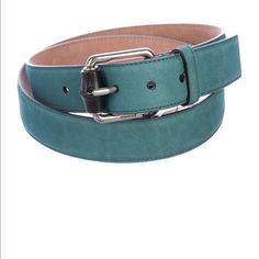 Teal Leather Gucci Waist Belt With Textured Details And Engraved Logo At Gold-Tone Buckle Closure. Size 100 Like Sextra Large Teal Belt, Mens Gucci Belt, Vintage Gucci Belt, Gucci Gg Belt, Gucci Mens, Teal Leather, Wide Leather Belt, Gucci Monogram, Gucci Leather