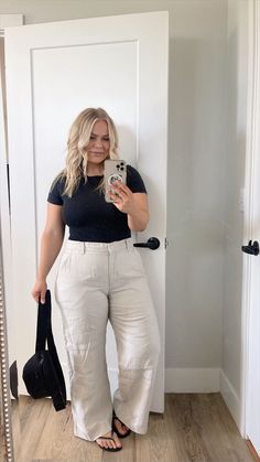 Plus Size Flats Outfit, Linen Work Outfit, Plus Size Summer Office Outfits, Plus Size Linen Outfits, Linen Pants Outfit Plus Size, Plus Size Linen Pants Outfit, Linen Pants Outfit Summer, Custom Wardrobe