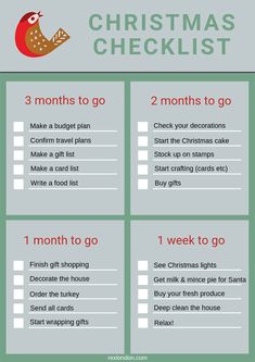 a christmas checklist with the words, 3 months to go and 2 months to go