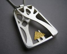 Lucy Palmer Jewellery : Jewellery : Into the Woods : The Little House in the Woods Pendant - Medium Pmc Jewelry, Precious Metal Clay, Into The Woods, Contemporary Jewellery, Little House, House In The Woods