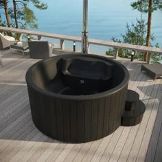 Sauna Life Model S4 Wood-Fired Hot Tub Soak-Series Home Wood-Burning Hot Tub, Black, Up to 6 Persons The SaunaLife SOAK-Series Model S4 represents the very best in wood-burning hot tub quality, efficiency, and luxury. Ready for your hot tub party The Model S4 wood-fired hot tub arrives completely assembled and is easy to set up. Its ergonomically shaped fiberglass tub is a comfortable place for up to 6 people. The interior surface is easy to clean, and the exterior is crafted from thermally enha Hot Tub Party, Hot Tub Steps, Sauna Kits, Wood Burning Heaters, Hot Tub Designs, Indoor Sauna, Sauna Accessories, Barrel Sauna, Sauna Design