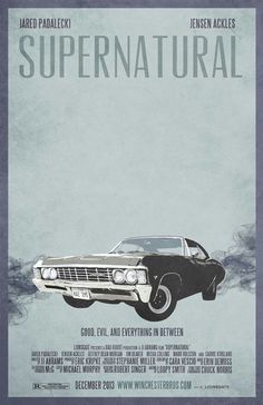 Supernatural Posters Vintage, Supernatural Vintage Poster, Supernatural Chevy Impala, Bad Robot