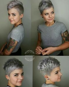 Shaved Pixie, Pixie Styles, Trendy Tree, Shaved Sides, Curly Bob Hairstyles