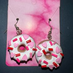 Donut Earrings New Never Worn Almost An Inch In Size Polymer Clay Donut, Clay Donut, Donut And Coffee, Coffee Earrings, Donut Earrings, Coffee Earring, Donuts Earrings, Crafts Ideas, Earrings Color