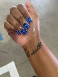 Nail inspo short nail design Short Nails Swirl, Short Baby Blue Nail Ideas, Cute Manicure Ideas For Short Nails, Blue Summer Nails Short, Real Nail Designs, Cruise Nails Designs, Dope Nail Designs Short, Short Blue Nails, Blue Nails Ideas