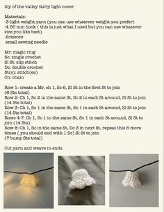 the instructions for crocheted lights are shown