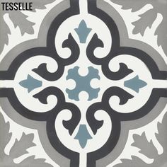 an artistic tile design in grey and white