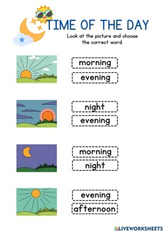 the time of the day worksheet for kids to learn how to read it