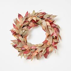 a wreath made out of leaves on a white background