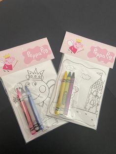 peppa's coloring pencils and markers in plastic bags