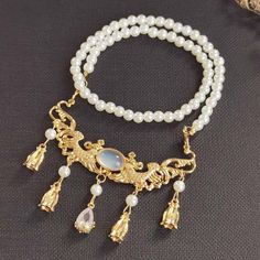 Asian Necklaces Jewelry, Asian Necklace, Chinese Pearl Jewelry, Traditional Chinese Jewelry, Pearl Cosplay, Hanfu Necklace, Abs Women, Neck Accessories, Collars For Women