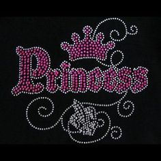 the word diamonds is made up of pink and white beads on a black background with swirls