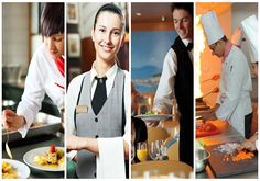 four different pictures of people preparing food in the kitchen