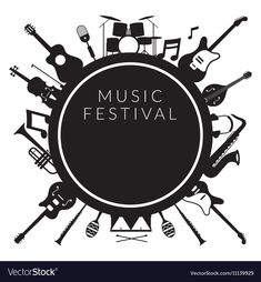 music festival poster with guitars and musical instruments