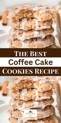 the best coffee cake cookies recipe with white icing and cinnamon crumbs on top