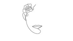 a single line drawing of a rose on a white background