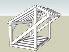 a drawing of a small wooden structure with stairs leading up to the top and bottom