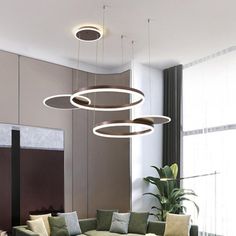 "Abstract Circles Modern Design Chandeliers Aluminum Acrylic Ceiling Light" Indoor Canopy, Gold Coffee, Lamp Pendant, Warm White Light, Suspension Light, Ceiling Chandelier, Light Bulb Types, Led Chandelier, Chandelier Pendant Lights