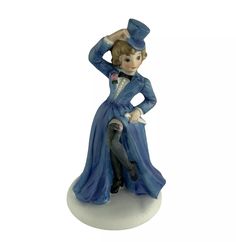 Lefton Bisque Dancing Show Girl Figurine Blue Outfit Top Hat 6 In. Vintage Japan | eBay