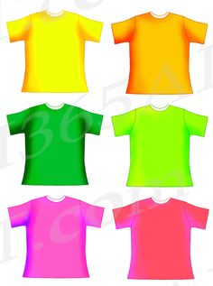 four different colors of t - shirts with white collars and no shirt on them