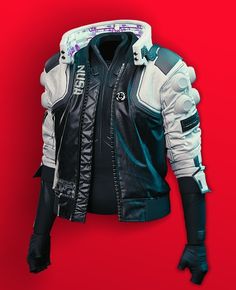 Futuristic Fashion Women Street Style, Cyberpunk Jacket Design, Cyberpunk 2077 Clothes, Cyberpunk Inspired Outfit, Cyberpunk Outfit Ideas, Jacket Around Waist, Jacket Reference, Cyberpunk Costume, Cyberpunk Jacket