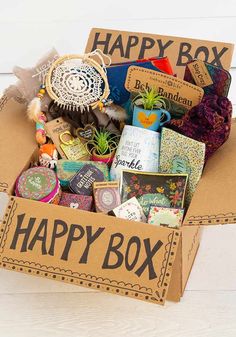 a box filled with lots of different items