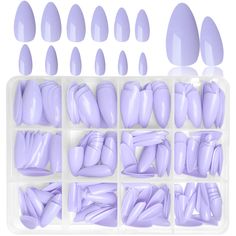 PRICES MAY VARY. Almond press on nails kit includes 240pc solid baby purple stiletto almond fake nails with 5 sheets adhesive glue sticker, glossy colored artificial nails, don't need to apply extra nail polish. Nail art beginner and artist friendly. Reusable almond acrylic fake nails are made of high quality ABS material, they are not too thick and thin, can fit nail bed perfectly, press on almond nails are sturdy and durable, not easy to crack, bend, break or fake color, strong enough for 1-2 French Stiletto, Basic Nail, Fake Nail Tips, Almond Press On Nails, Baby Purple, Almond Acrylic, Wide Nails, Nails Kit, Purple Acrylic Nails