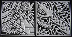 two panels with designs on them in black and white