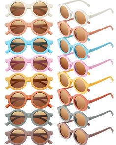 PRICES MAY VARY. Rich in quantity: there are 16 pairs of cute round sunglasses for kids, which are sufficient for kids to wear and replace in daily life; 8 Colors are provided with you, children can choose the proper color to wear according to their outfits and mood Attractive appearance: our baby sunglasses are designed in the round shape and available in classic colors, which are full of vintage feeling and easy to cater to the preference of most kids, wearing them will make children look more Sunglasses Cute, Vintage Feeling, Baby Sunglasses, Girls Beach, Gifts For Your Sister, Face Contouring, Kids Sunglasses, Eye Wear Glasses, Retro Sunglasses