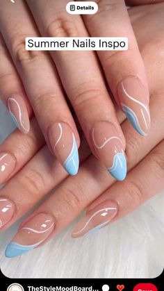 Trendy Blue Nails, Nagel Tips, Smink Inspiration, Lines On Nails