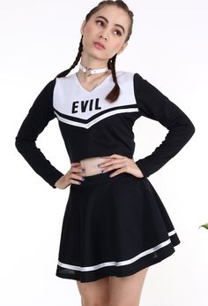 Cheer Costumes, Cheerleader Outfit, She Kills Monsters, Black And White Tops, Skirt Fashion