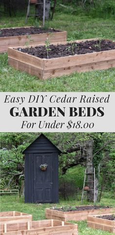 Easy DIY Tutorial for building raised garden beds out of cedar. #gardenbeds #vegetablegarden #raisedbeds # Shed Landscaping, Cedar Raised Garden Beds, Garden Boxes Diy, Vegetable Beds Raised