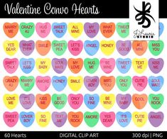 valentine candy hearts with words on them