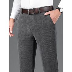 Season:Spring   Fall,Winter; Fabric:Spandex; Gender:Men's; Style:Casual,Fashion; Occasion:Daily,Going out,Outdoor; Details:Belt Not Included; Fit Type:Regular Fit; Function:Comfort,Soft,Breathable; Waistline:Mid Waist; Pattern:Plain; Design:Pocket; Pants Type:Dress Pants,Trousers,Winter Pants,Corduroy Pants,Suit Pants; Front page:FF; Listing Date:09/13/2023; Hips:; Length:; Waist: Fitted Corduroy Pants For Winter, Winter Fitted Corduroy Pants, Non-stretch Corduroy Pants, Winter Stretch Corduroy Pants, Solid Non-stretch Corduroy Pants, Slim Fit Gray Pants For Fall, Stretch Corduroy Bottoms For Winter, Corduroy Bottoms For Winter Workwear, Casual Solid Dress Pants For Winter