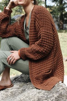 Campsite Waffle Cardigan Pattern — Two of Wands Sweaters For Summer, Waffle Cardigan Crochet Pattern, Cardigan Knitted Patterns, Crochet Waffle Cardigan, Knit Sweaters & Cardigans, Knit Fashion 2023, Boho Business Attire Plus Size, Waffle Stitch Cardigan, Waffle Knit Sweater Pattern