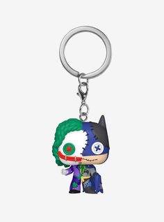 the joker pop keychain is shown on a white background